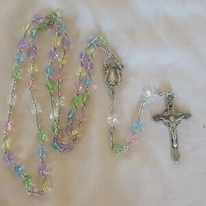 Multicolor Crystal Rosary Necklace